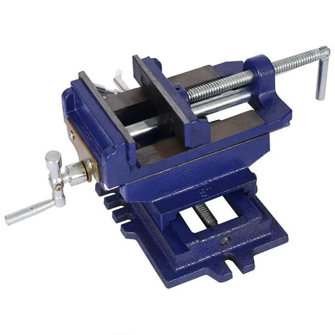 LMAOSS 5 Inch X Y Cross Slide Drill Press Vise Heavy Duty Steel Construction view showing precision milling clamp for metalworking.
