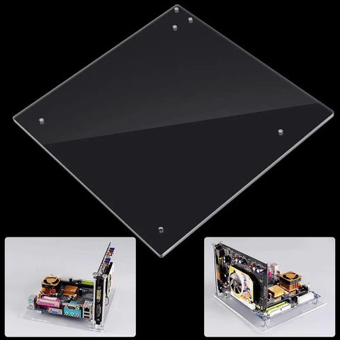 Open Frame ITX Test Bench Computer Case With Transparent Acrylic Panel for DIY Modding, Overclocking, and Gaming with Big GPUs.
