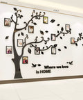 Tree Wall Decals For Living Room And Bedroom, 3D DIY Photo Frame Tree Mural with family photos and quote, Large 83 By 59 Inch