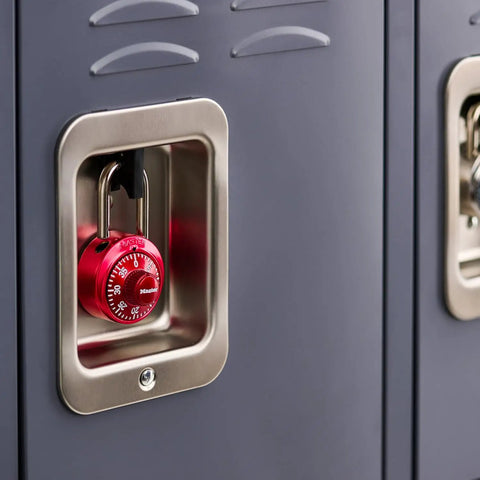Three Digit Combination Locker Lock Padlock For School And Gym Use, Keyless Security For Lockers, Indoor Use Only, Colors May Vary Red, Preset Convenience And Durable Steel Build, Fits Standard Backset And Door Thickness
