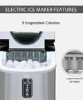 Hassle Free Countertop Ice Maker Machine Rolling Out Twenty Six Pounds Of Fresh Cubes Daily serving ice in under ten minutes showing nine evaporation columns.