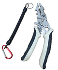 Heavy Duty Stainless Steel Wire Strippers And Cutting Pliers With Precision Notches For Clean Insulation Removal and Safe Electrical Work Durable Multi Function Tool with ergonomic grips and tether.