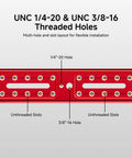 Go To Dual Sided Dovetail Mount Plate 185mm with 1/4-20 & 3/8-16 threaded holes and slots for versatile mounting.