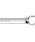 Close-up of a 14mm 6 Point Combination Wrench With Off Corner Loading Box End For Secure Hex Fastener Fit, polished finish.