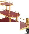 Top Tier Three Tier Kitchen Storage Trolley Cart Built Tough With Durable Wood Panels And Smooth Gliding Casters, detailed view of shelves and caster.