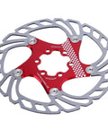 160mm red and silver disc brake rotor, checkered pattern, for mountain bikes, CNC precision, dual material, reinforced aluminum alloy.
