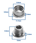 Technical diagram of 10 Piece Bicycle Chainring Screws and Crank Bolts Kit dimensions, showcasing carbon steel fasteners for mounting and shifting