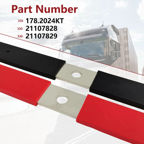 Upgrade Your Rig With This No Fuss Positive And Negative Battery Terminal Bus Bar Cable Set That Snaps Right Onto Volvo Vn Vnl And Vnm Semis From 2004 To 2019 While Swapping Out Those Ratty Oem Parts, featuring red and black cable bars.