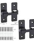 2 Pack Heavy Duty 180 Degree Barn Door Lock Hardware With Thickened Flip Latches for Sliding Barn Doors Double Door Gate