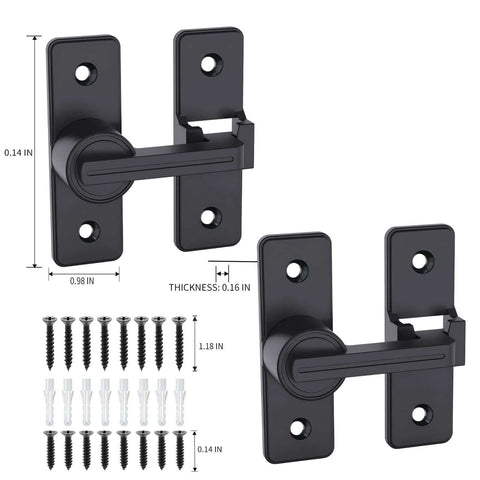 2 Pack Heavy Duty 180 Degree Barn Door Lock Hardware With Thickened Flip Latches for Sliding Barn Doors Double Door Gate