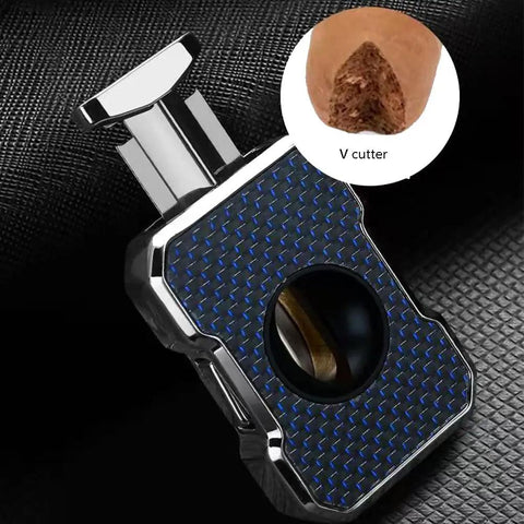 Guillotine Premium Cigar Cutter 23Mm Max Stainless Steel Sharp Double Blade For Clean Fast Cuts Blue Finish close-up