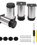 4 Pack Adjustable Stainless Steel Furniture Legs 2 Inch Round Metal Feet For Coffee Tables Cabinets Desks Sofas And Shelves
