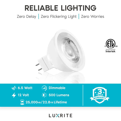 Turn Up The Light With 500 Lumen MR16 LED Bulb 12V Dimmable 5000K Bright White GU5.3 Spotlight For Enclosed Fixtures Ideal For Track