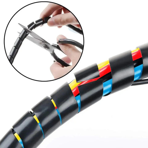 Cutting Flexible Spiral Cable Tidy Tube Multicolor Wire Management Sleeve 5M Cable Wrap Organizer 16mm