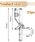 Twenty Four Piece Set Of Clear Flexible Plastic Valance Clips For Faux Wood Blinds And Hidden Groove Channels slick drop in mounting, size reference of clips.