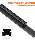 11mm Dovetail to 21mm Picatinny Rail Convert Adapter for Scope Mounts, V-Cut design, black metal material