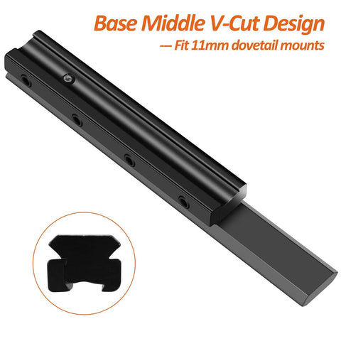 11mm Dovetail to 21mm Picatinny Rail Convert Adapter for Scope Mounts, V-Cut design, black metal material