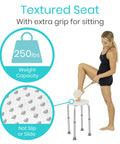 Woman using Shower Stool For Inside Bath Small Adjustable Plastic Round Non Slip Tub Seat Chair Waterproof Tub Bench for Elderly