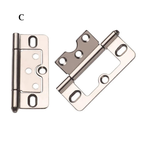 Beefy 2-Piece 3 Inch Iron Flush Door Hinges Set For Cabinets And Cupboards, Spring Loaded, in sleek silver finish
