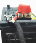 Dead Solid 60 Amp Car Marine Battery Terminal Fuses With IP66 Waterproof Design And No Stress Auto Reset Overload Protection Keeping Your Suv Truck Or Rv Juice Running Smooth, close-up of fuses on battery.