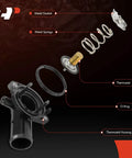 Exploded view of Engine Coolant Thermostat Housing Assembly With Gasket for Jeep Cherokee 2014 to 2021, Chrysler 200 2011 to 2017
