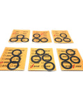 Black Coated 1/2-28 Barrel Shim Kit for.223 and 5.56 Caliber, 20 Pack, showing six thickness stainless steel shims