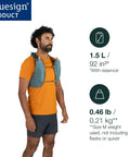 Man wearing Duro 1.5L Mens Running Hydration Vest With Hydraulics Soft Flasks Breathable Mesh No Bounce Fit Wing Stay Stabilizers