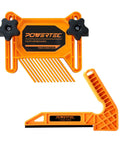 Universal Featherboard And L Shape Push Stick Kit For Table Saw Router Band Saw Jointer Stops Kickback Feeds Stock Smoothly Upgrades Workshop Setup Premium 2 Piece Bundle featuring orange featherboard and L push stick.