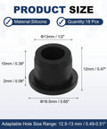 18 Pack T Shaped Silicone Plugs 13.3mm One Half Inch Dia Snap In Hole Seals For Twelve Point Five To Thirteen Millimeter Holes Rubber Waterproof Stoppers