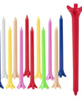 Assorted Color Plastic Golf Tees 100 Count, 2.8 Inch Length, Durable Bulk Tees for Practice and Play, Random Colors, Pro Grade Plastic