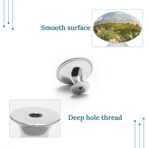 Meadow Style 1.1 Inch Cabinet Knobs And Drawer Handles Set In Stainless Steel Aluminum Alloy showing smooth surface and deep hole thread.