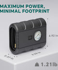 Portable 12V Tire Inflator With Analog Gauge, 100 PSI Quick Air Pump for Cars and Bikes, compact design with dimensions and weight