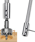 Tough As Nails Ten Inch Forstner Bit Extension Boosts Drill Depth By An Additional Eight Point Seven Five Inches For Deep Woodturning showing metallic shaft with Forstner bit.