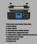 Pro Grade Digital Preheat Soldering Station with Hot Plate and display, showing controls and heating elements, for PCB desoldering.
