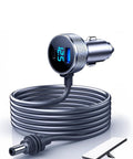 Solid Starlink Mini Car Adapter with a tough ten foot power cable, USB ports, and digital volt meter.