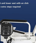 Electric Toilet Seat Booster Lifter For Seniors Adjustable 0 To 45 Degree Rise Nifty Controller showing lift control panel.