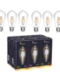 Vintage Style LED Edison Bulbs 4W Equiv 40W, E26 Non Dimmable Soft White 2700K 450 Lumens, Glass Filament Lights, Warm Amber Glow, Pack Of 6 Energy Saving, Vintage Look, Great For Chandeliers And Lamps, Clear Glass With Visible Filament.
