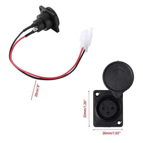 XLR Charger Port Replacement For Razor MX650 MX500 SX500 Dirt Rocket Bikes And EcoSmart Metro Kids Electric Scooters shown