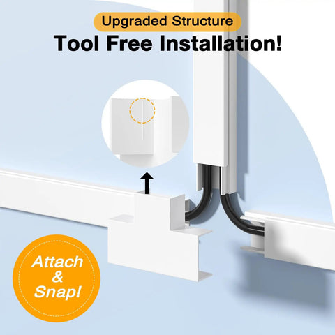 Premium Wall Cord Hider Kit With 157 Inch Cable Raceway For TV Wires, showing easy installation of ultra slim wire cover