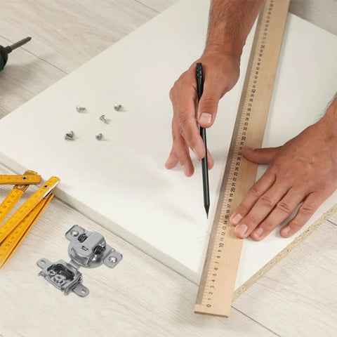 Installation of Two Pack Inward Opening Folding Cabinet Hinges for Electrical Cabinets Soft Close Concealed Hinge shown with tools