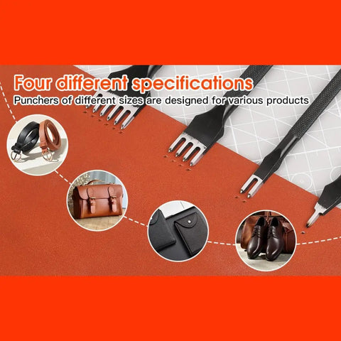 Mirror Polished Steel 5mm Diamond Pattern Leather Craft Chisel Set With 1 2 4 6 Claw Tips for DIY Leather Projects