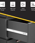 Heavy Duty Ball Bearing Side Mount Drawer Slides With White Finish, Twenty Two Inch Length, installed on dark kitchen cabinet