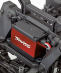 Beefed Up High Torque 400 Digital Waterproof Servo with metal gears installed in RC car chassis, aluminum center case visible.