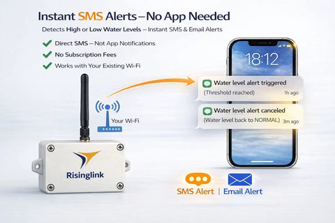 WiFi Water Level Monitor Alarm With No Hub No App And No Monthly Fees High Or Low Alerts Text And Email Notifications Device Displayed