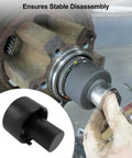 Ford Transit Rear Axle Hub Bearing Spindle Lock Nut Socket Removal Tool in use on vehicle hub