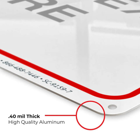 Customizable Sign For Office Home And Airbnb Door Front 10x7 Inches Aluminum Sign corner detail showing 0.040 thickness