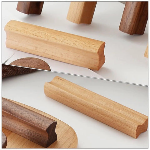 Slick Beech Wood Cabinet Pulls Set Of 4 With 96mm Hole Spacing Drawer Handles