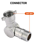 High Flow Brass Swivel Hose Connector 180 Degree and 360 Degree Adjustable Elbow for Garden Hose Three Quarter Inch GHT Fitting Anti Kink Leak-Resistant Faucet Extender for RV Camper Outdoor Spigot and Hose Reel, 3/4 in GHT threads