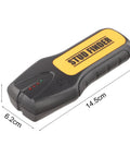 Wall For Stud Finder Sensor With Backlight Display For Wood Center Metal AC shown from the side, dimensions highlighted for use.