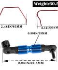 Beefed Up Aluminum Front And Rear Wide Sway Bar Kit for 1/10 Slash Stampede Rustler Rally 4X4 RC Cars, with size details.